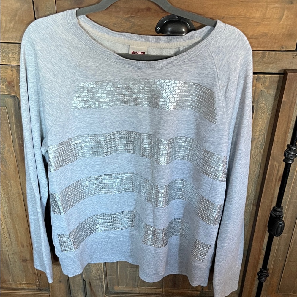 3/$12 Bundle and Save- Mossimo Supply Co. Women's Light Gray Sequin Sweatshirt